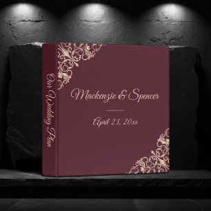 Art Deco Nouveau   Modern Burgundy Blush Photo Binder