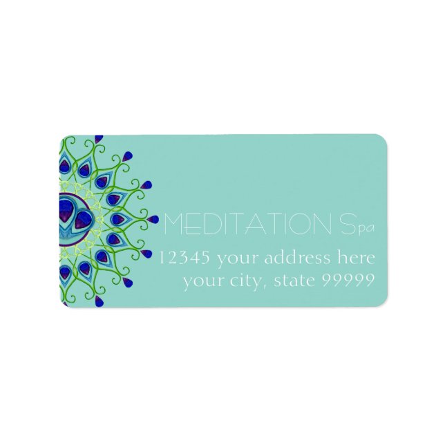 Art Deco Nouveau Peacock Feather Modern Business Label (Front)