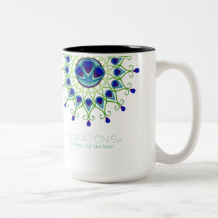Art Deco Nouveau Peacock Feather Modern Business Two-Tone Coffee Mug