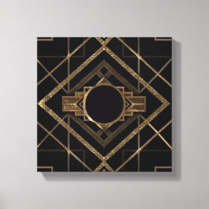 Art deco, nouveau,vintage,black,gold,chic,elegant, canvas print