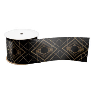 Art deco, nouveau,vintage,black,gold,chic,elegant, satin ribbon