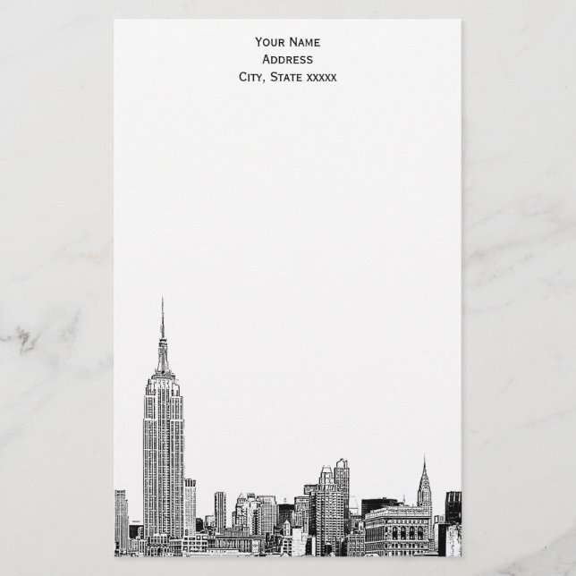 Art Déco NYC Skyline Etched 01 Papeterie (Devant)
