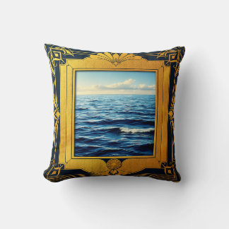 Art Deco Ocean Serenity Throw Pillow