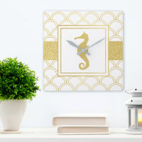Art Deco Ocean Wave Gold Seahorse Beach House