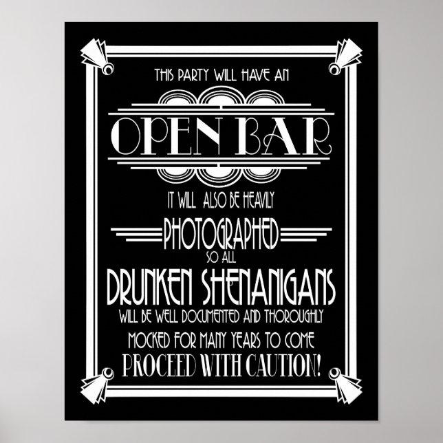 Art Deco Open Bar white B/G colour change Poster (Front)
