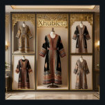 Art Deco Opulence GeometricPatternsVIIIHER_XHU_001 Poster<br><div class="desc">Art Deco design elements, characterized by luxury and traditional geometric patterns displayed. Xhubleta is a handmade garment worn by highland women and girls in Northern Albania, can be like a photo gallery in interior aesthetics advertised with photos. 8k, photorealistic, architectural photography, interior design magazine style, unrealistic rendering with engine 5...</div>