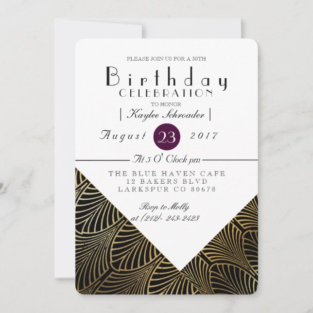 Art déco or des années 1920 | Invitation de fête d (Devant)
