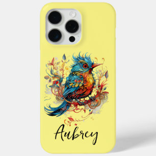 Art Deco Orange Bird Yellow iPhone 15 Pro Max Case