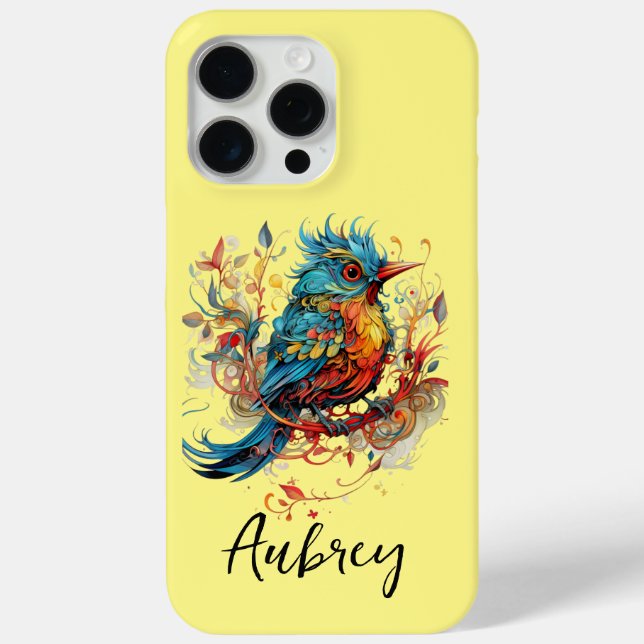 Art Deco Orange Bird Yellow Case-Mate iPhone Case (Back)