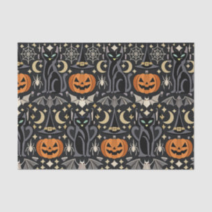 Art Deco Orange Carved Pumpkins Tissue Paper