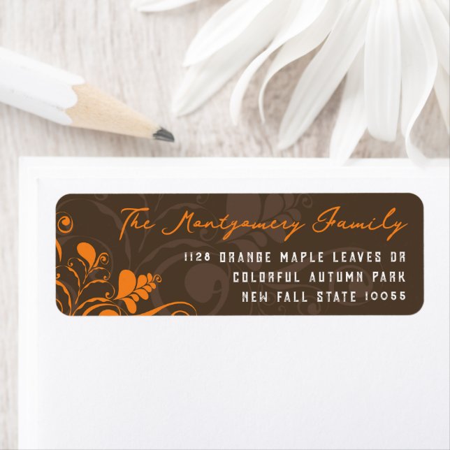 Art Deco Orange Leaves And Swirls Thanksgiving (Insitu)