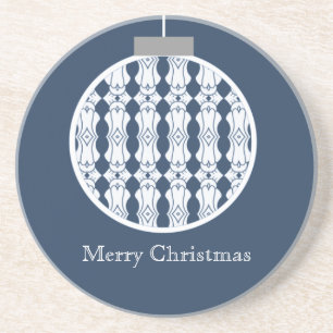 Art Deco Ornament Holiday Coaster, Dark Blue Coaster