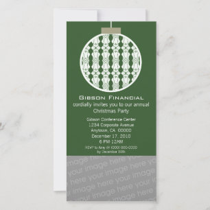 Art Deco Ornament Photo Card Invite, Green