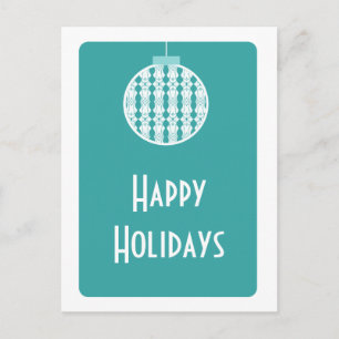 Art Deco Ornament Postcard, Turquoise Holiday Postcard