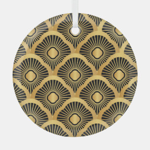 Art Deco Ornament: Seamless Vintage Pattern Glass Ornament