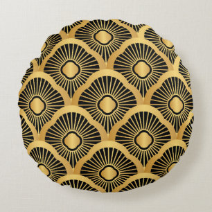 Art Deco Ornament: Seamless Vintage Pattern Round Pillow