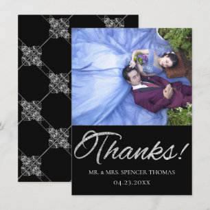 Art Deco Ornamental   Black and Silver Geometric Thank You Card