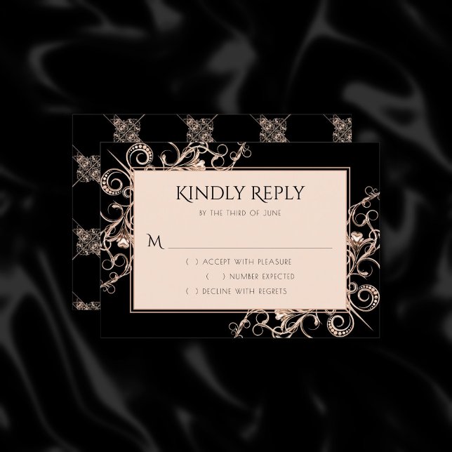 Art Deco Ornamental | Black Copper Nouveau RSVP Card (Creator Uploaded)