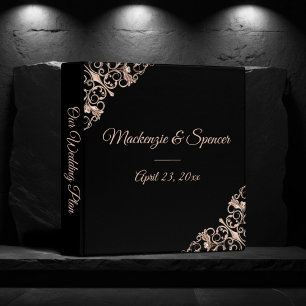 Art Deco Ornamental Black Copper Wedding Album Binder