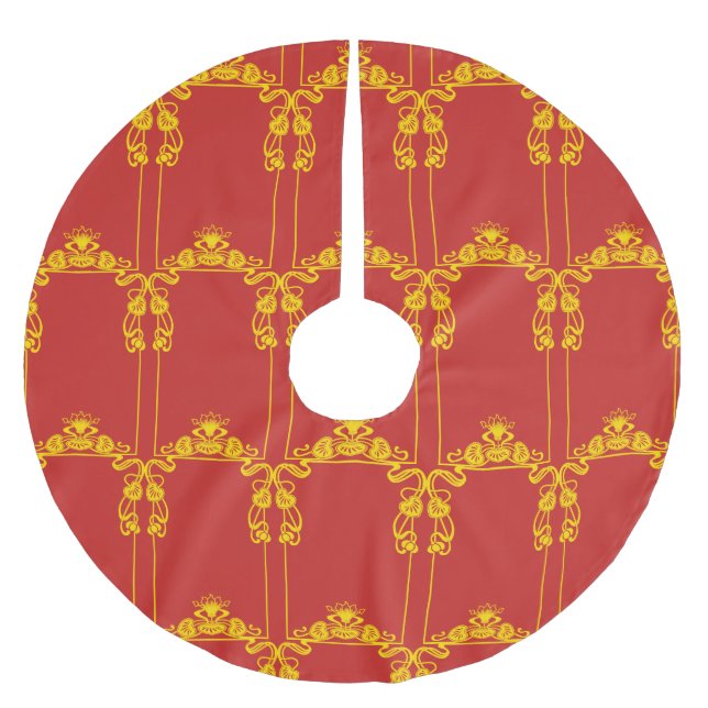 Art Deco Ornate Border Brushed Polyester Tree Skirt (Front)