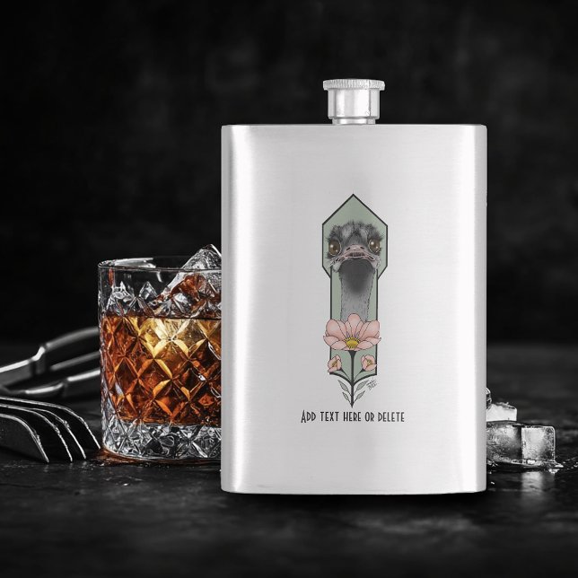 Art Deco Ostrich Flowers Green Hip Flask (Creator Uploaded)