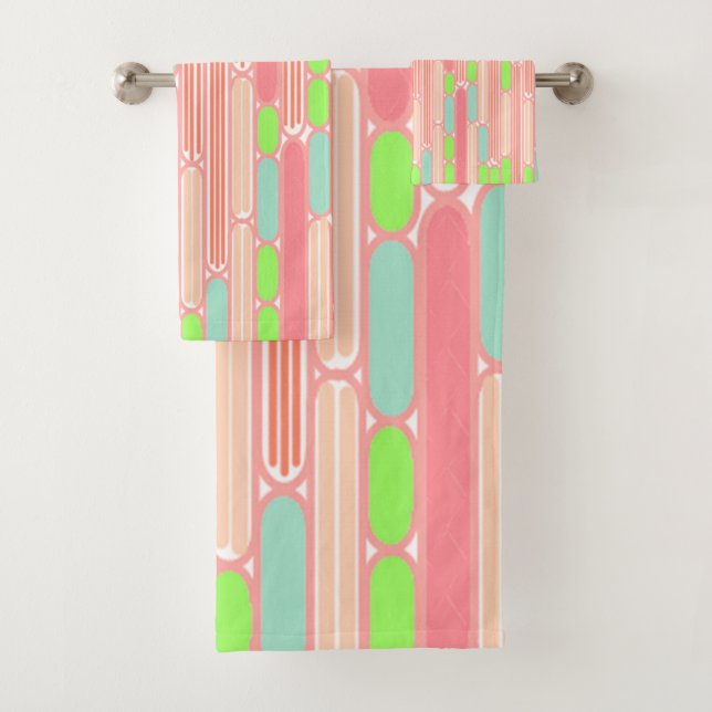 Art Deco Ovals Bath Towel Set (Insitu)