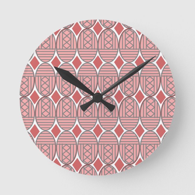 Art Deco Ovals  Round Clock (Front)