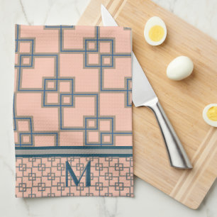 Art Deco Overlapping Squares (Monogrammed) Kitchen Towel