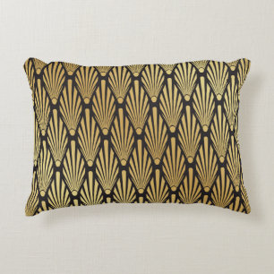 Art Deco Palms: Black Gold. Accent Pillow