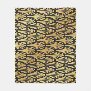 Art Deco Palms: Black Gold. Fleece Blanket