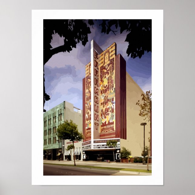 Art Deco Paramount theatre Oakland painting Poster (Front)