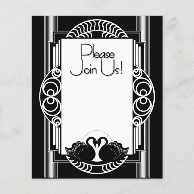 Art Deco Parisian Black and White Swans Flyer (Front)