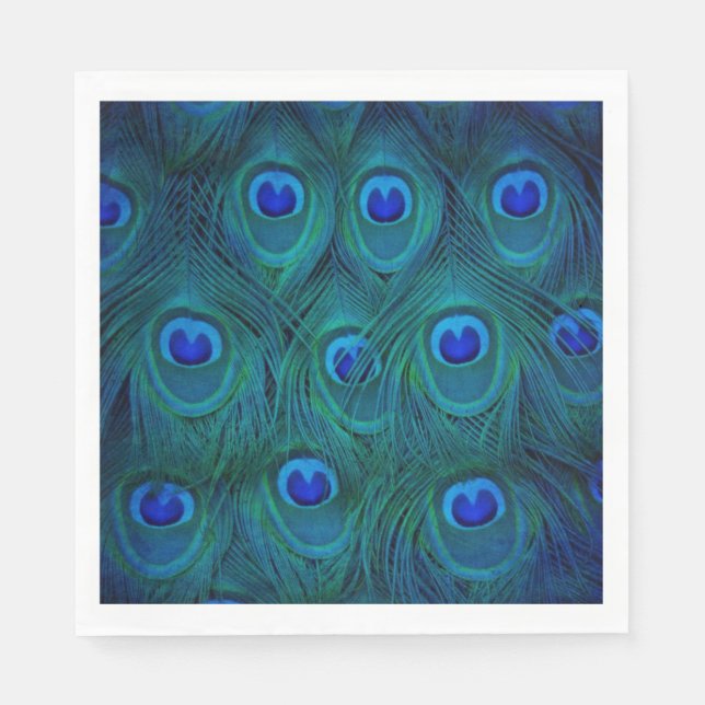 Art Deco  Parisian Teal Green Peacock Feather Napkin (Front)