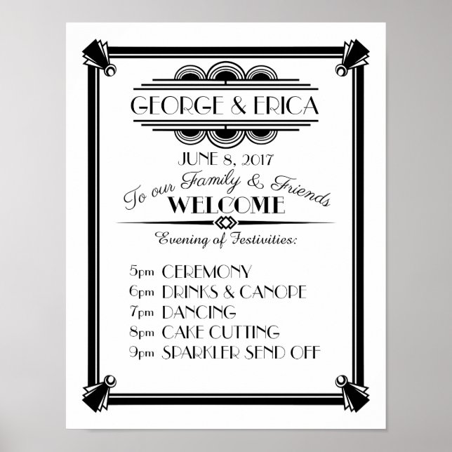 Art Deco party day event planner, order of service Poster (Front)