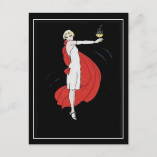 Art Deco Party Girl Vintage Postcard