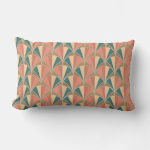 Art Deco Pastel Colour Fan Pattern Lumbar Pillow
