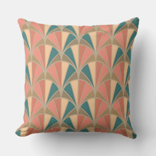 Art Deco Pastel Colour Fan Pattern Throw Pillow