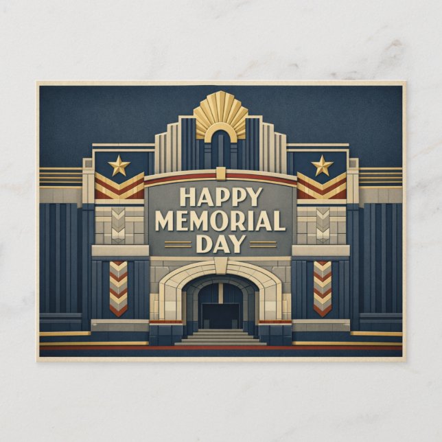 Art Deco Patriotic Architecture Memorial Day Holiday Postcard (Front)