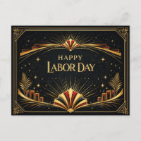 Art Deco Patriotic Gold Tribute Happy Labor Day