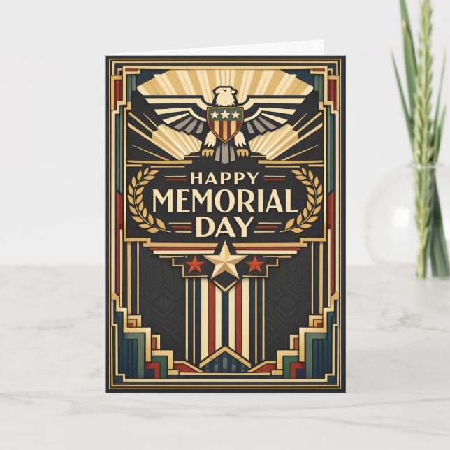 Art Deco Patriotic Memorial Day  Card (Front)