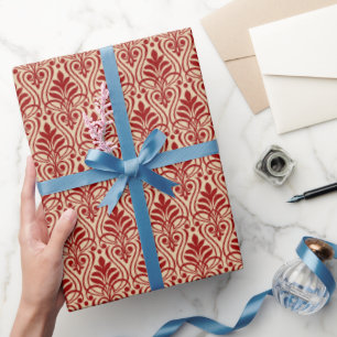 Art Deco Pattern 01 - Dark Red on Off-White Wrapping Paper