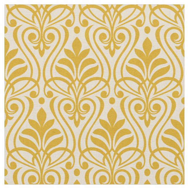Art Deco Pattern 01 - Deco Gold 2 on Off-White Fabric (Close Up)