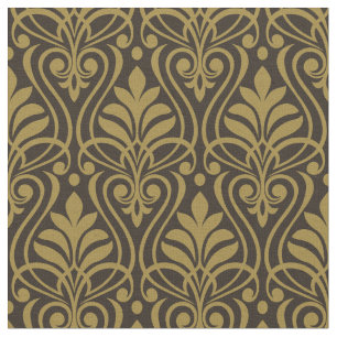 Art Deco Pattern 01 - Deco Gold on Deco Black Fabric