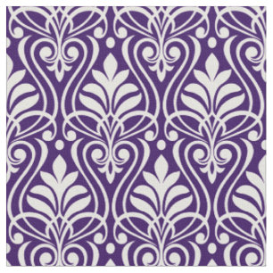 Art Deco Pattern 01 - White on Cadbury Purple Fabric
