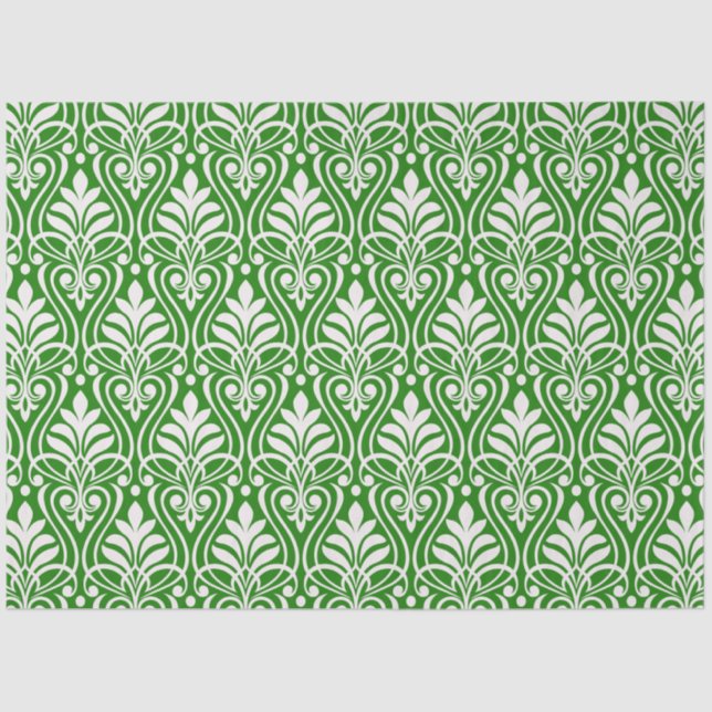 Art Deco Pattern 01 - White on Forest Green Tissue Paper (Front)