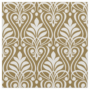 Art Deco Pattern 01 - White on Gold Fusion Fabric