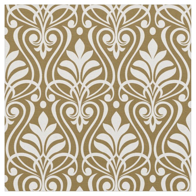 Art Deco Pattern 01 - White on Gold Fusion Fabric (Close Up)