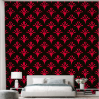 Art Deco Pattern 02 - Carmine Red on Black