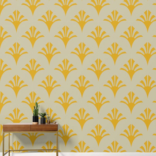 Art Deco Pattern 02 - Deco Gold 2 on Off-White Wallpaper (Hallway)