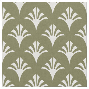 Art Deco Pattern 02 - White on Camouflage Green Fabric